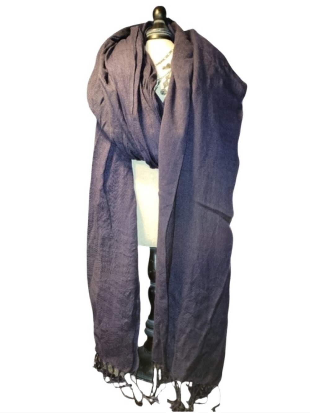Gap Indigo Scarf/Wrap With Fringe Tassles 100% Viscose Soft Cozy 35" X 80"